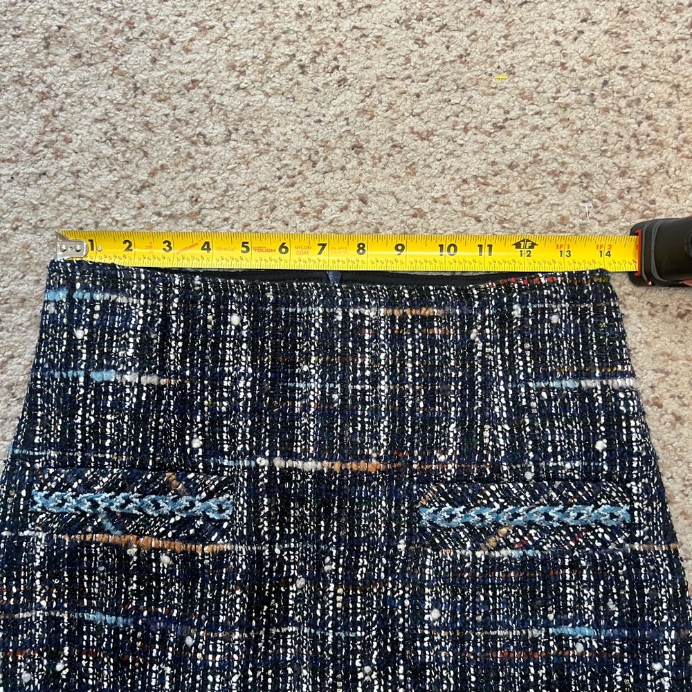 SANDRO Paris Marietha Navy Blue Tweed Mini SKIRT Preppy Old Money Academia SZ‎ 2 - Picture 3 of 12